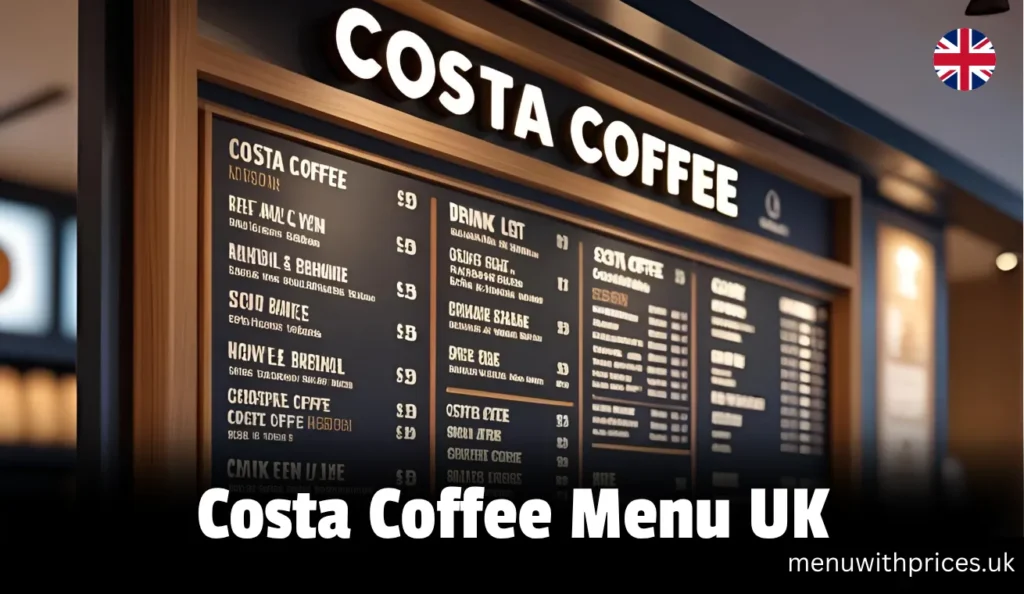 Costa Coffee Menu UK